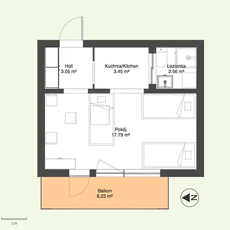 700 M Plaza I Grand Hotel, Studio Z Balkonem Daire *